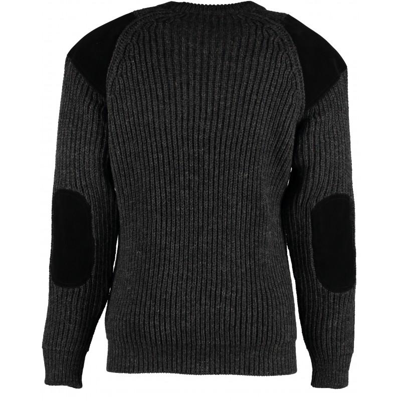 Back view English Midlands Classic Crew Sweater in Moss Green on a White Background