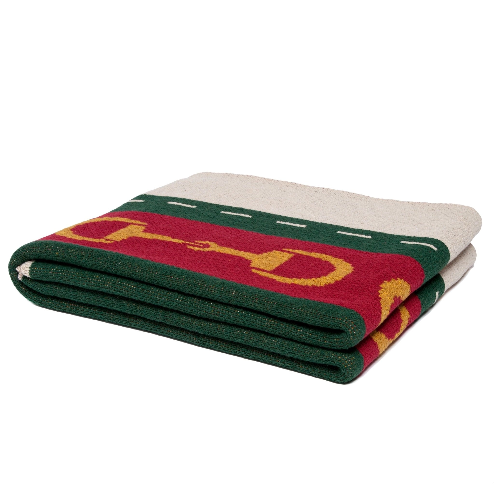 Equestrian Striped Horse Bit Eco Throw is folded in a square on a white background