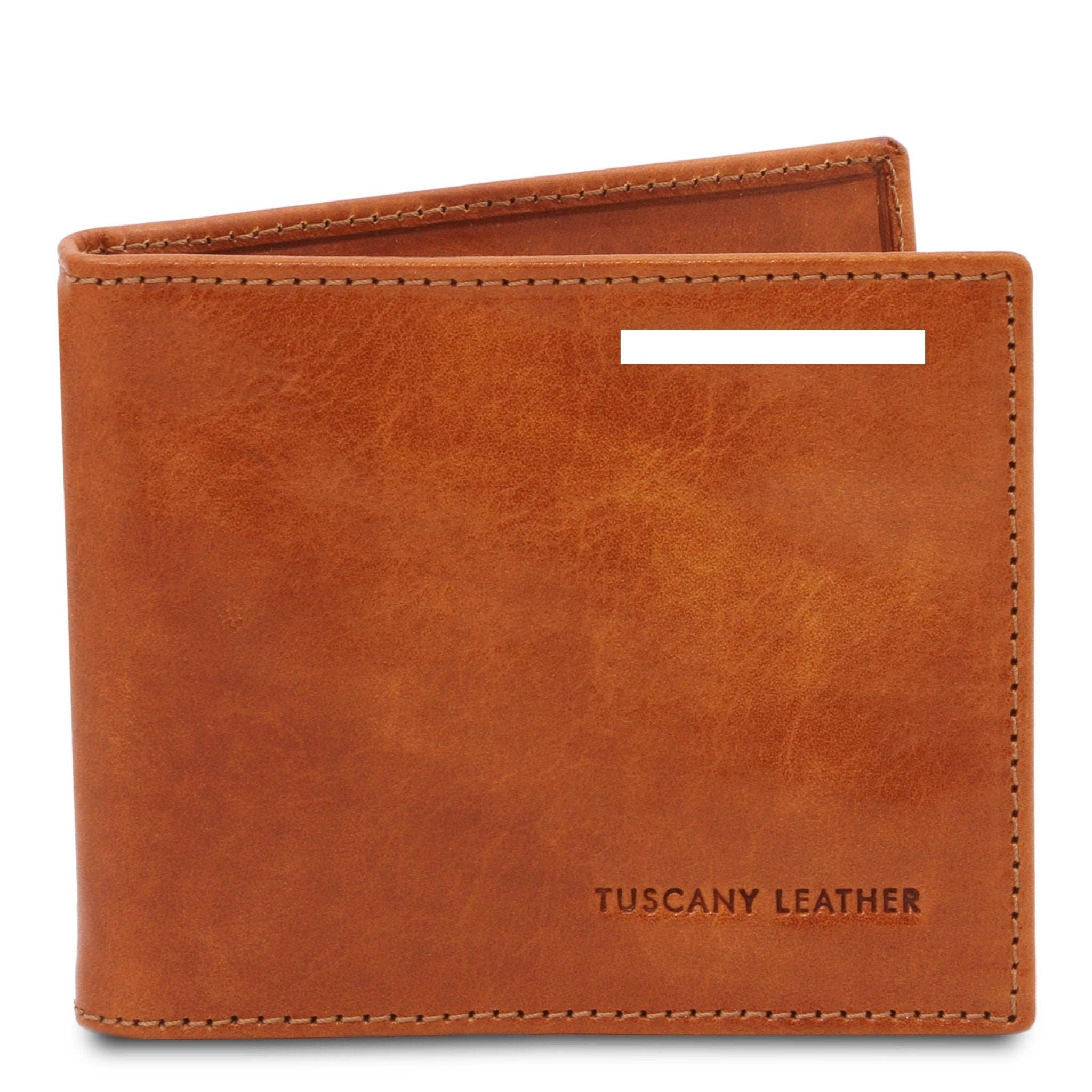 Front view of the Exclusive Leather Card Holder With Money Clip in Honey on a white background - L'Atelier Global