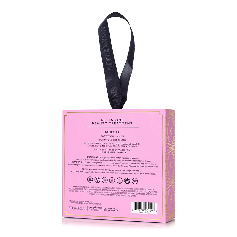 Back view French Lavender Flower Spa Body Buffer packaging box
