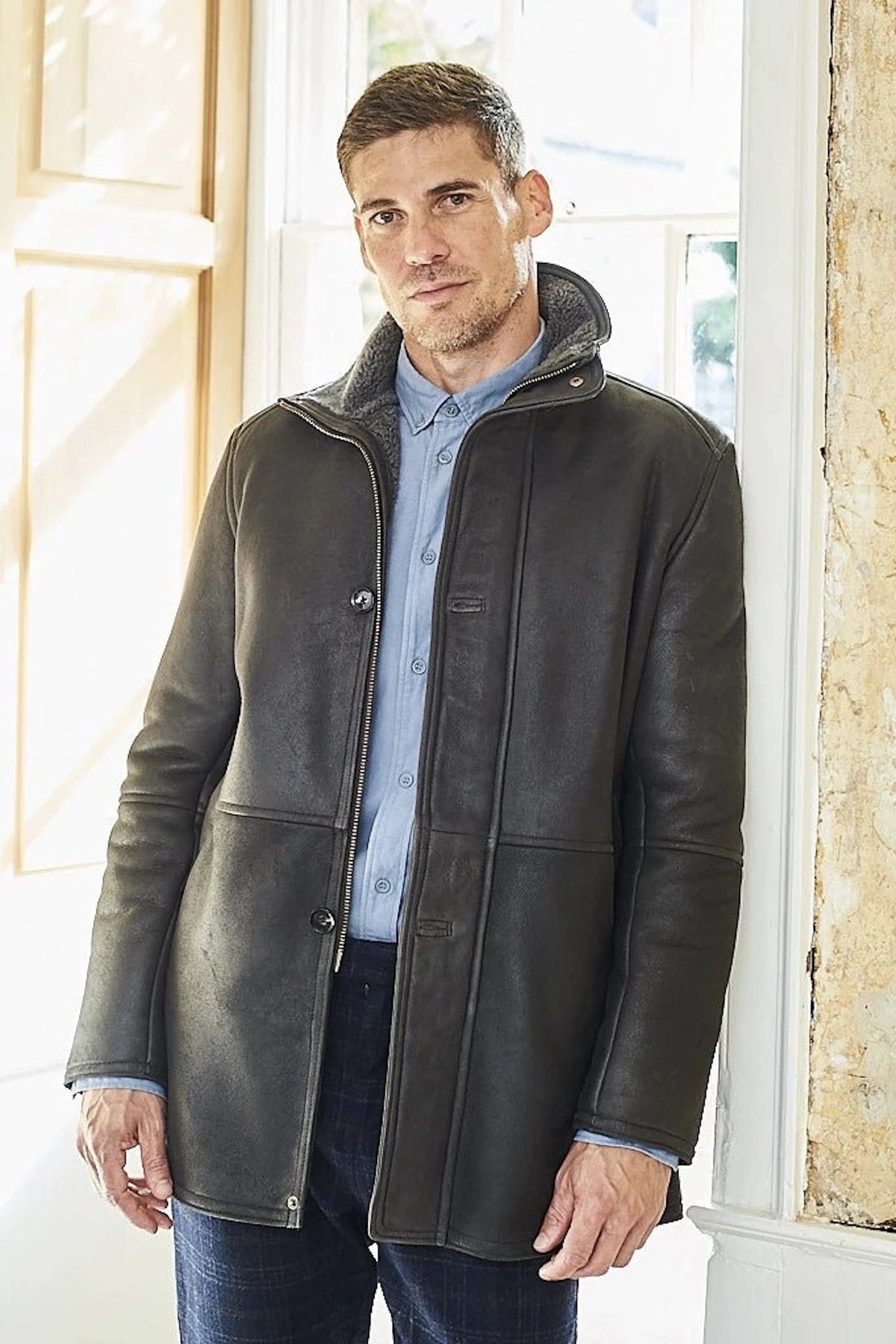 Giles British Luxury Sheepskin Jacket in Grey - L'Atelier Global