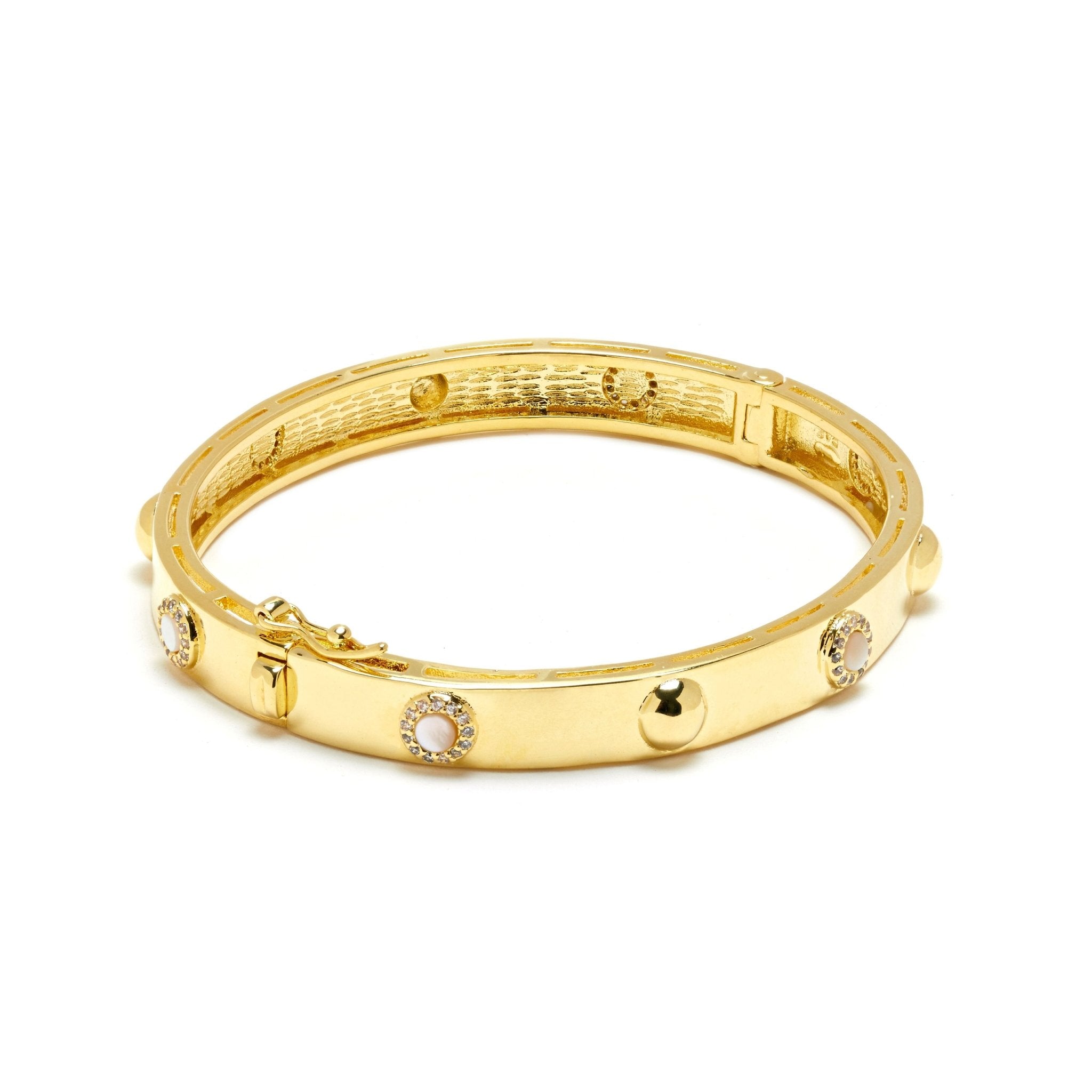 Gold Dazzle Mother of Pearl Bangle on a white background - L'Atelier Global