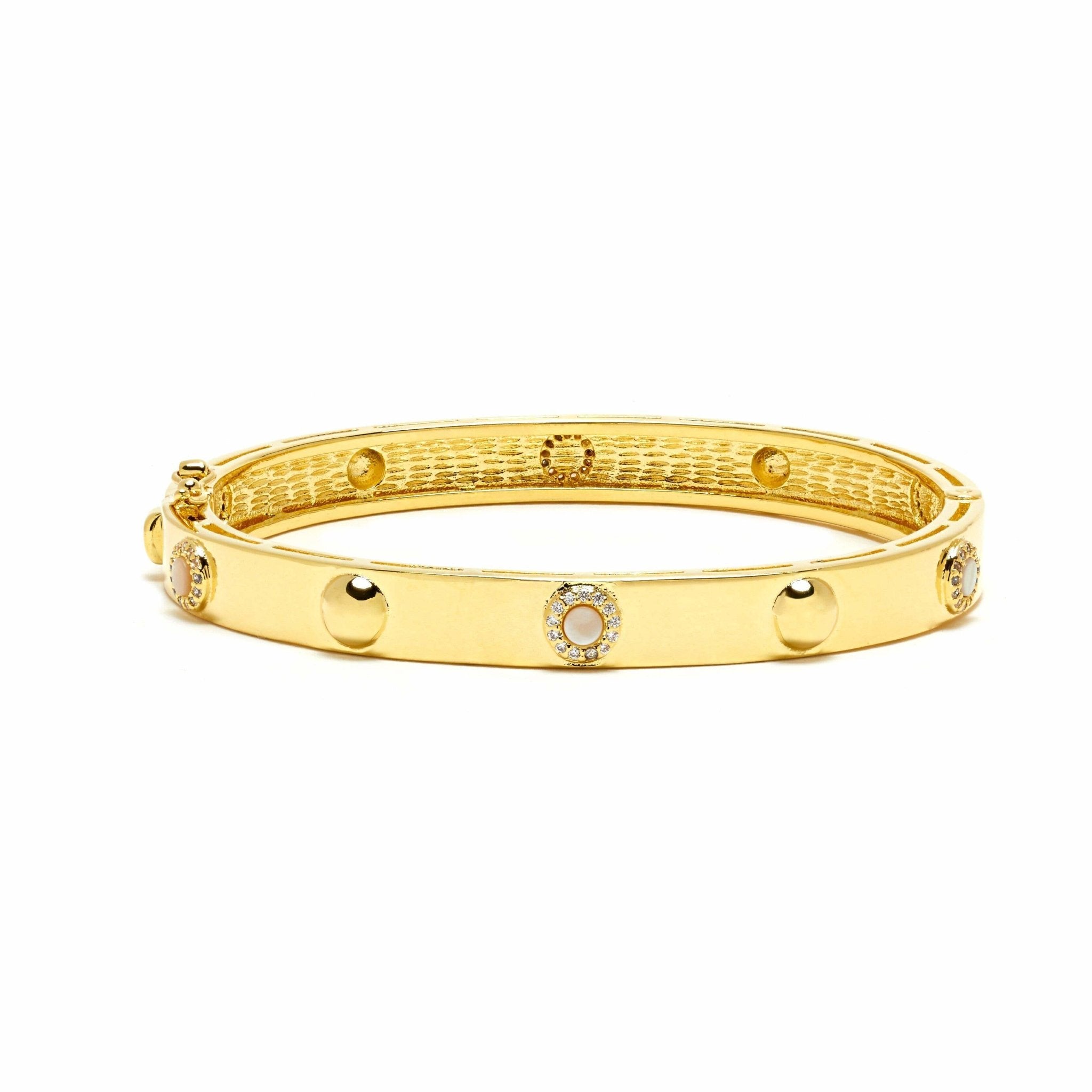 Gold Dazzle Mother of Pearl Bangle on a white background - L'Atelier Global