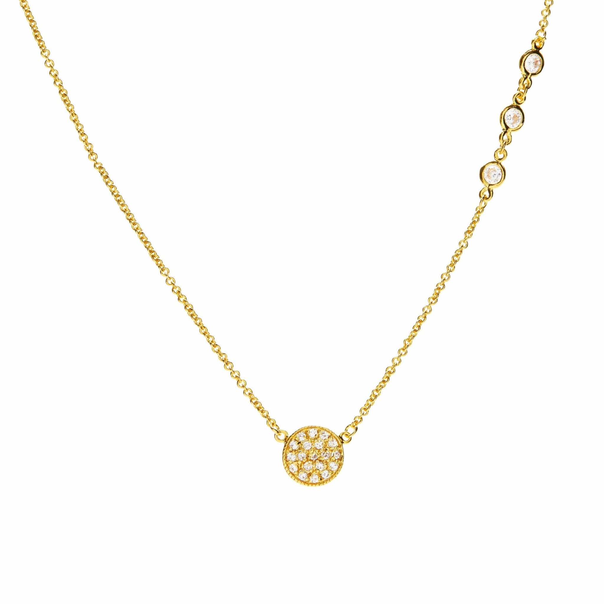 Gold Pave Necklace on a white background- L'Atelier Global