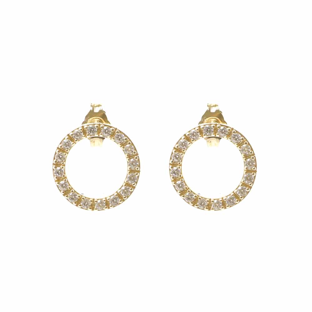 Golden Circle of Life Zirconia Earrings on a white background- L'Atelier Global