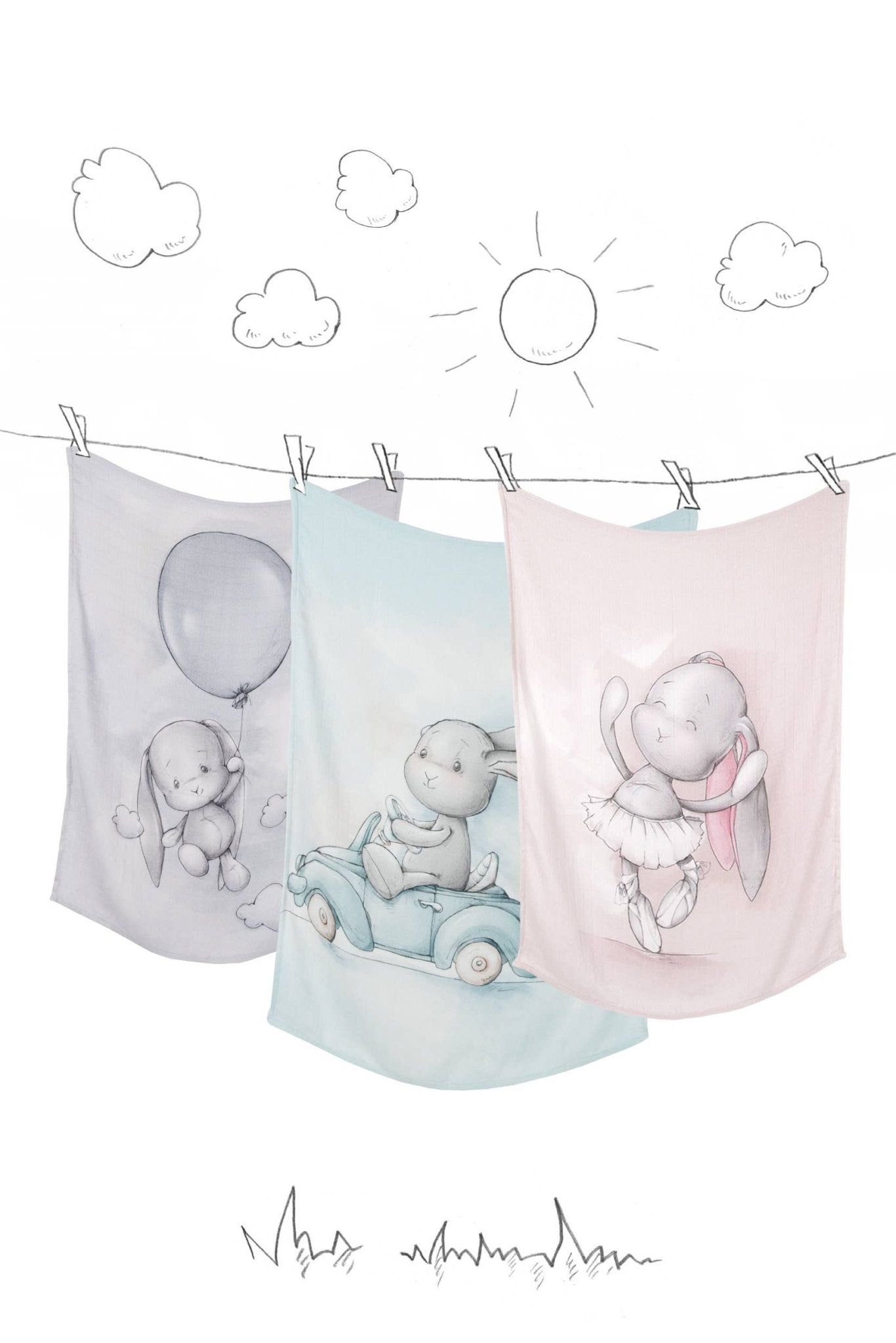 Great Day For a Ride Bamboo Swaddle on a white background - L'Atelier Global