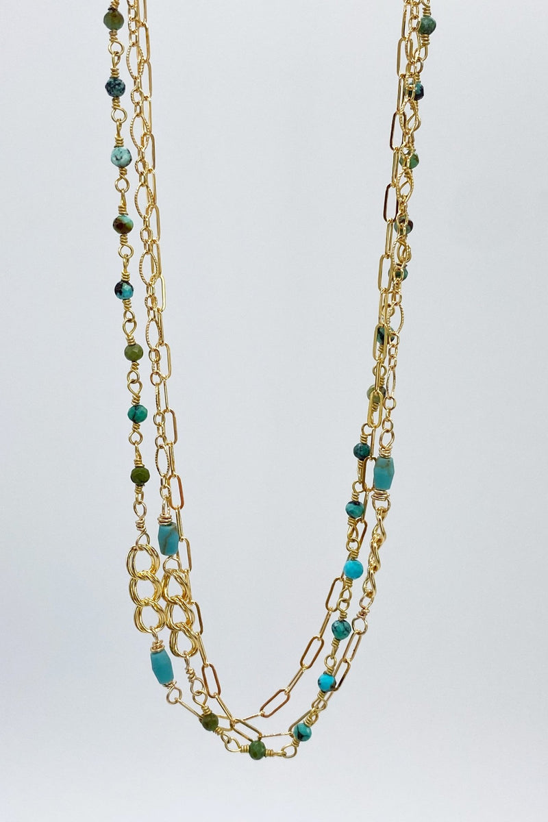 Green Turquoise Mixed Chain Necklace - L'Atelier Global