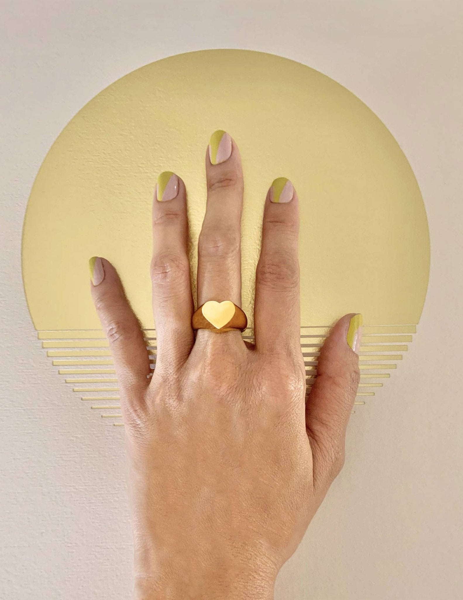 Heart Deco Statement Ring on a model's left hand - L'Atelier Global