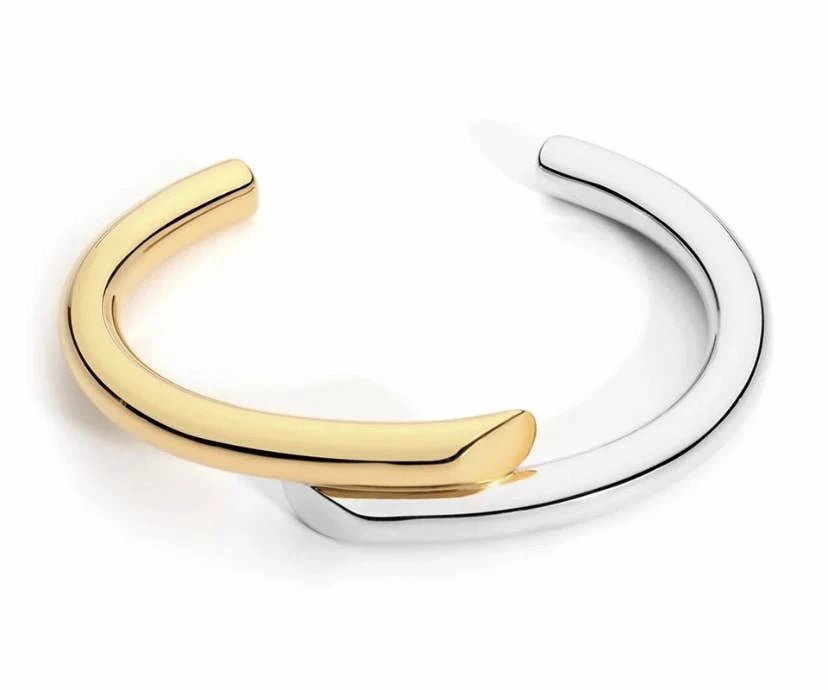 Helena Brazilian Two - Tone 18K Gold Cuff on a white background