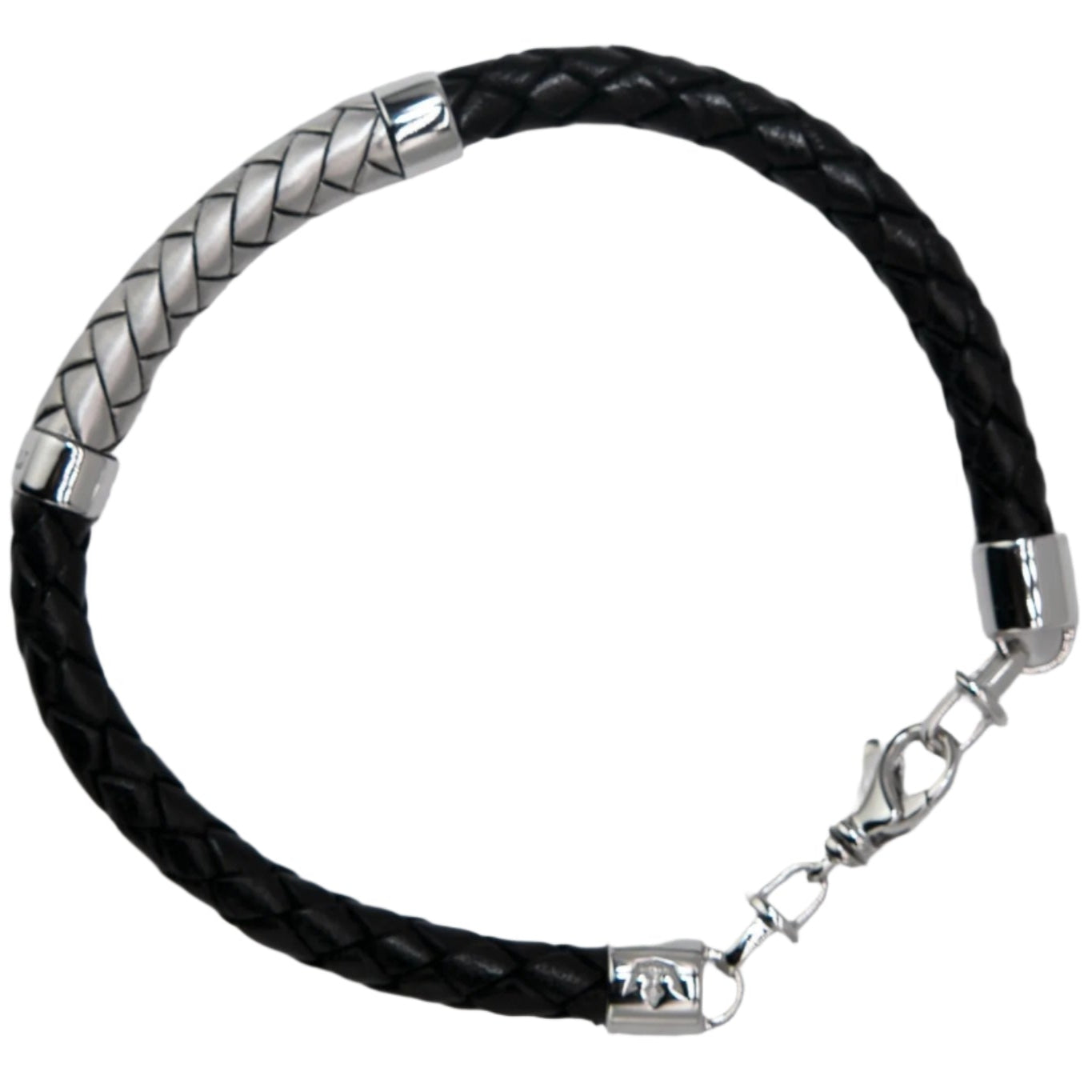 Irish Herringbone Cord Sterling Silver Bracelet on a white background showing the lobster claw clasp.