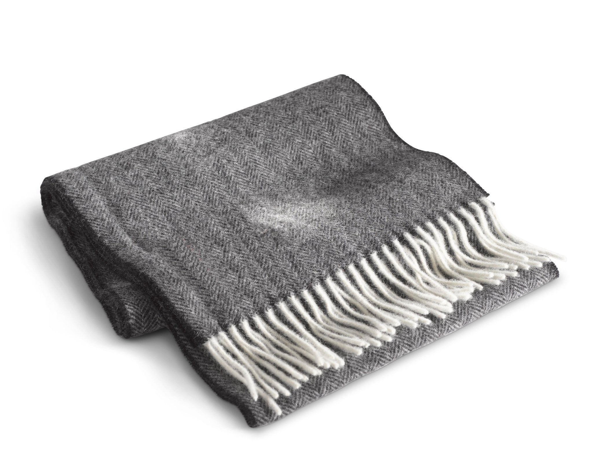 Irish Classic Herringbone Lambswool Scarf folded on a white background - L'Atelier Global