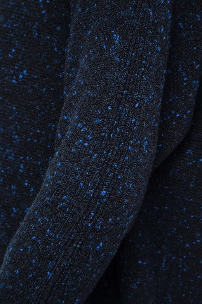 Close up swatch of the Italian Cashmere Blend Turtleneck in navy blue