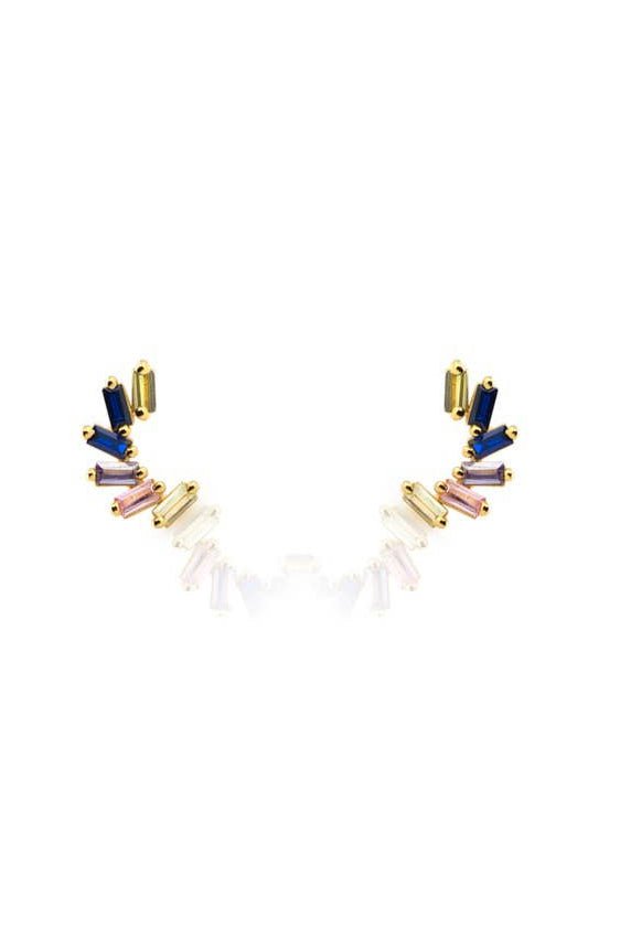 La Barrosa Colorful Earrings in gold on a white background