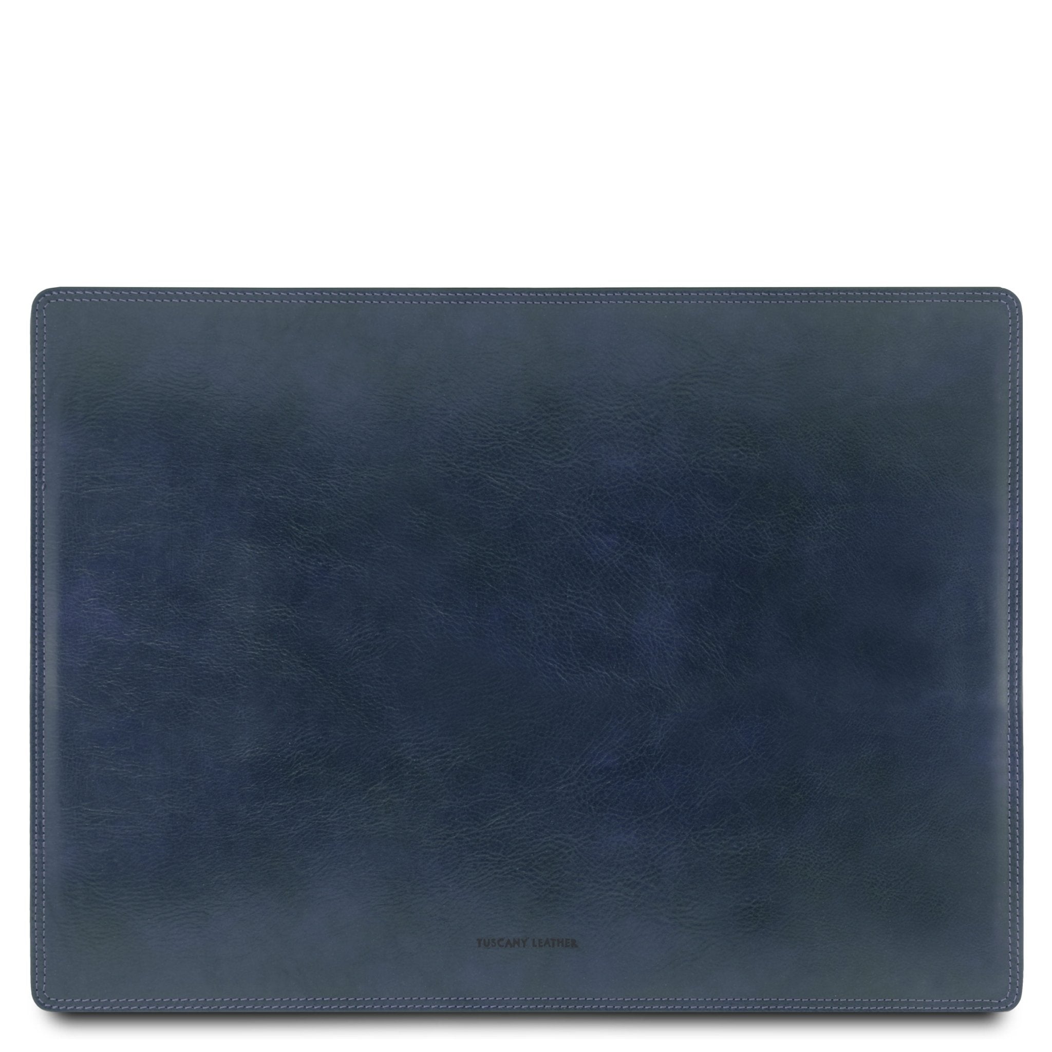 Leather Desk Pad in Dark Blue on a white background
