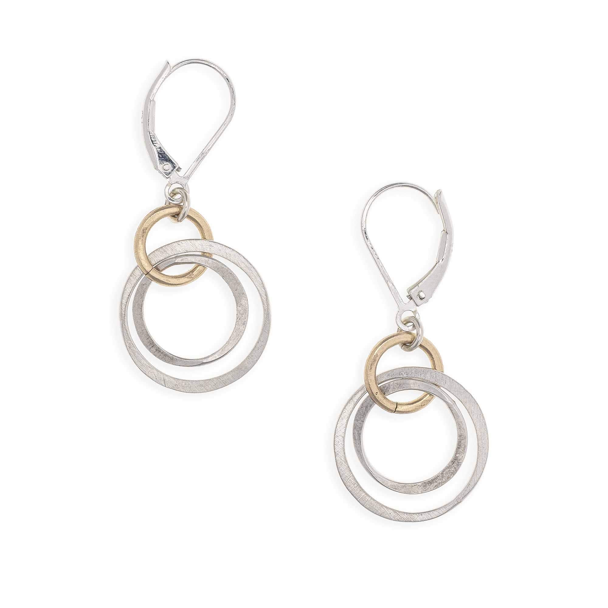 Linked Circle Drop Gold and Silver Earrings on a white background - L'Atelier Global