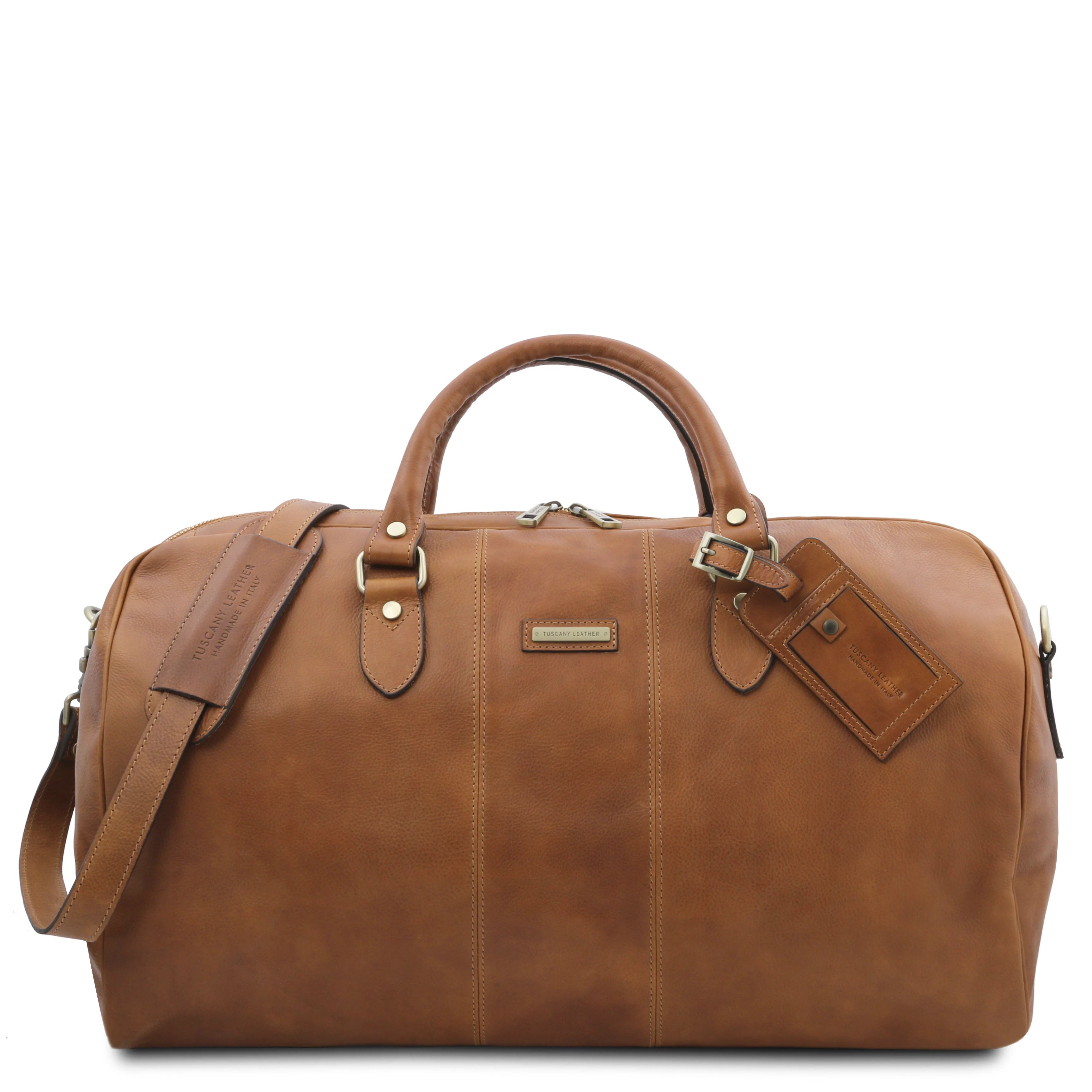 Travel Leather Duffle Bag Large Size Natural