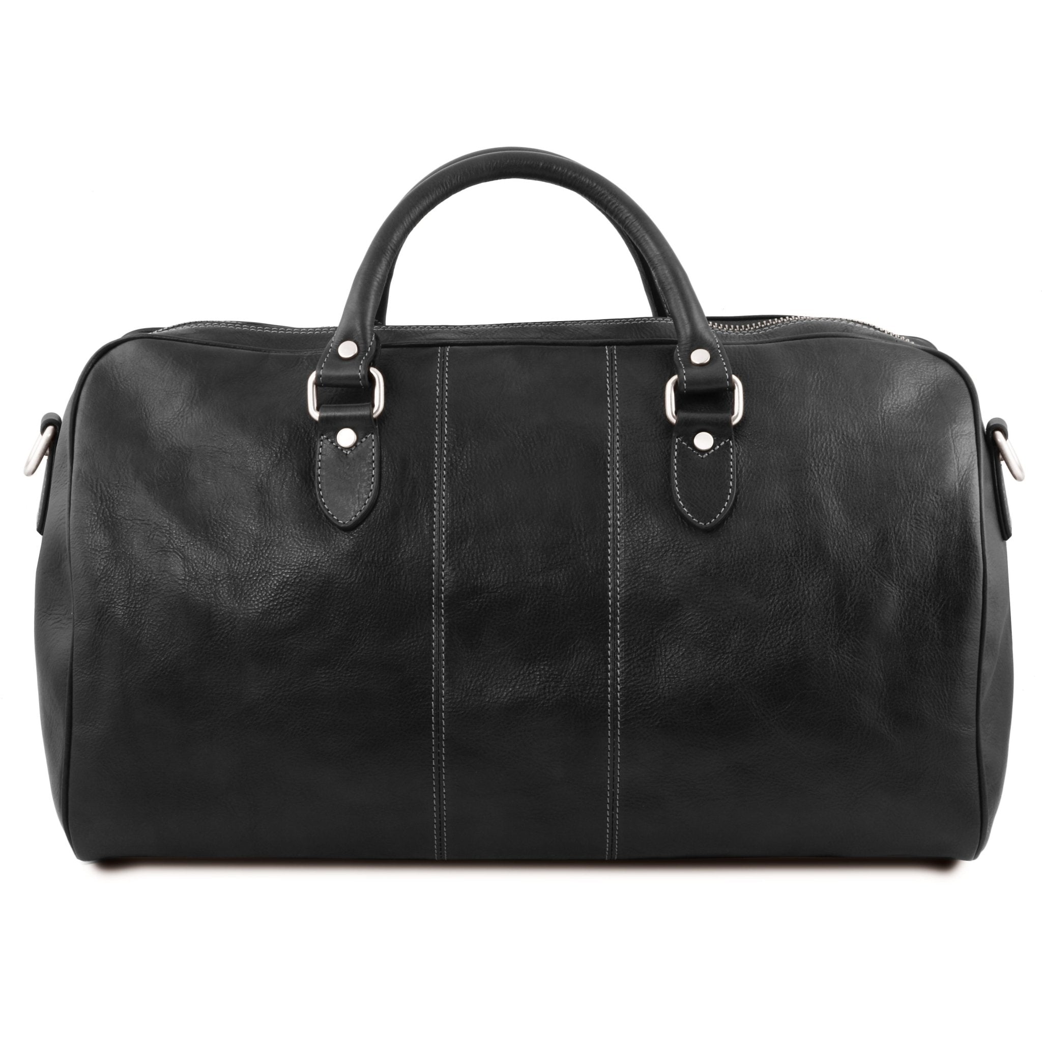 Lisbona Travel Leather Duffle Bag Handle View on a white background