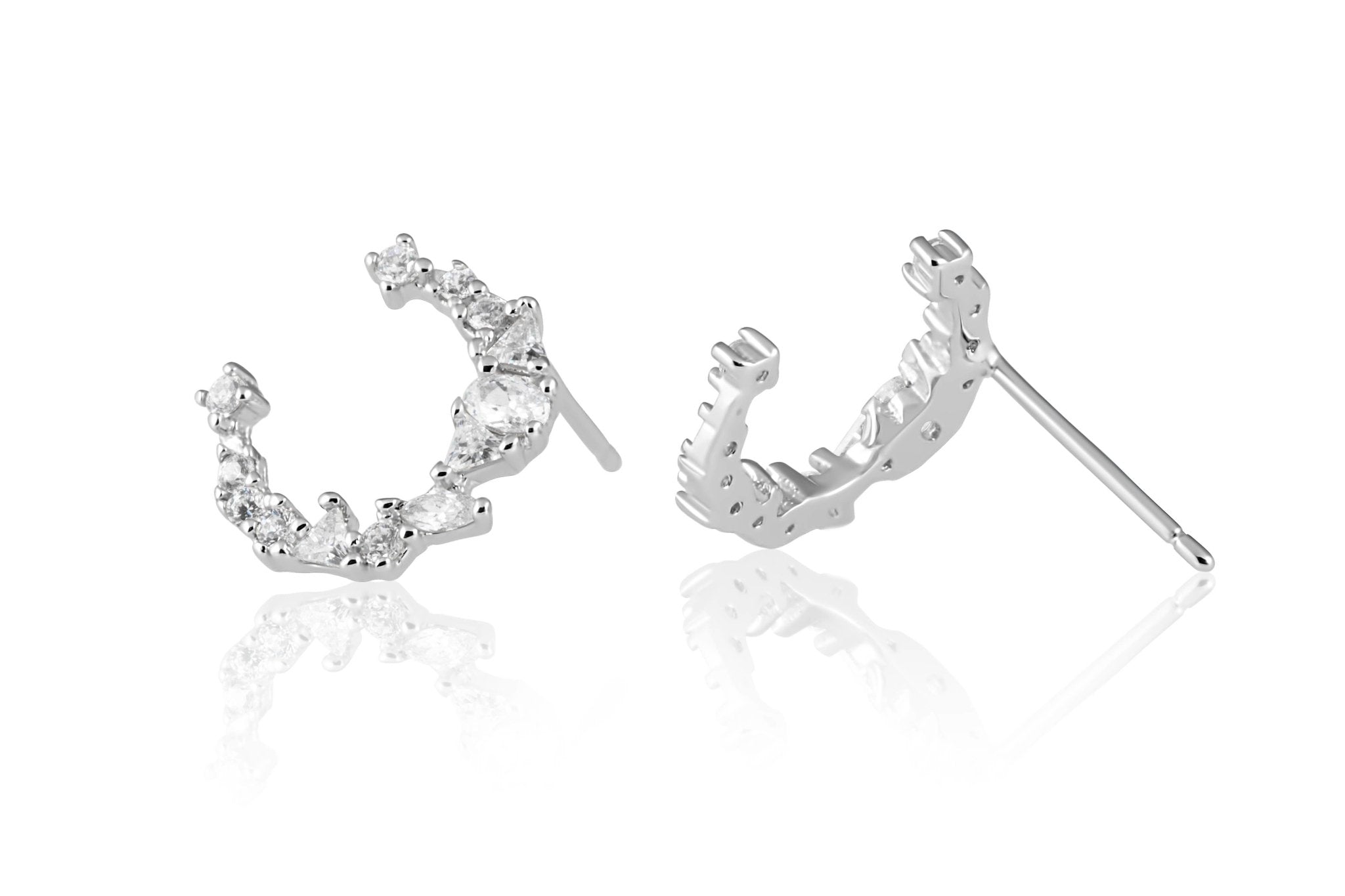 Luna Pavé Stud Earrings on a white background - L'Atelier Global