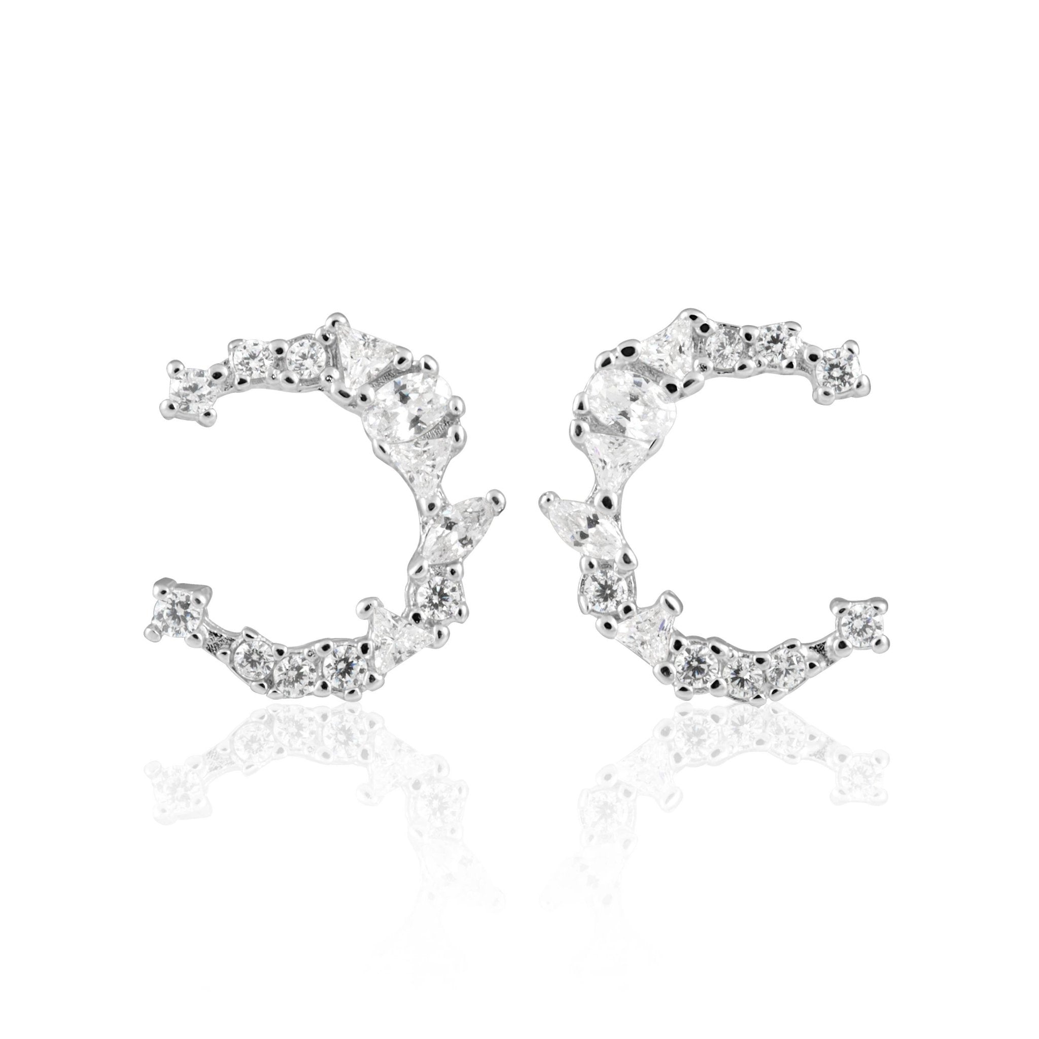 Luna Pavé Stud Earrings on a white background - L'Atelier Global