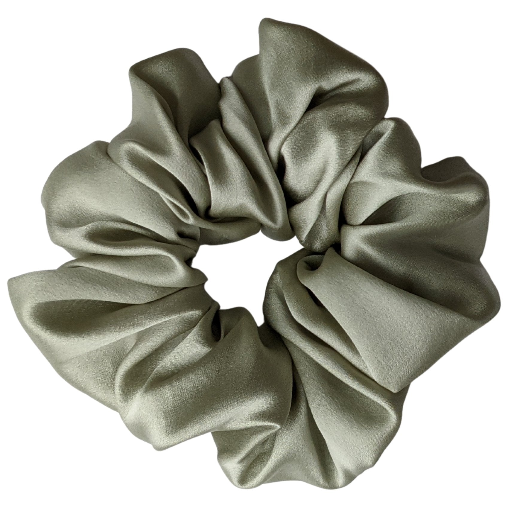 Luxe Mulberry Silk Jumbo Scrunchie in sage on a white background
