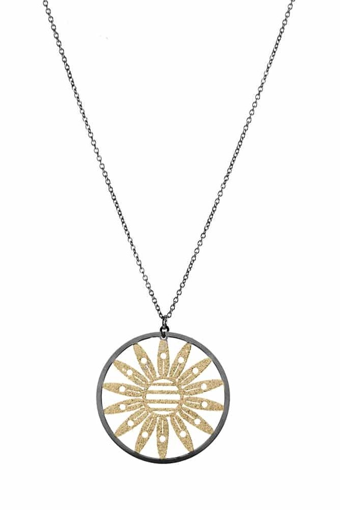 Marguerite Golden Daisy Glitter Necklace on a white background - L'Atelier Global
