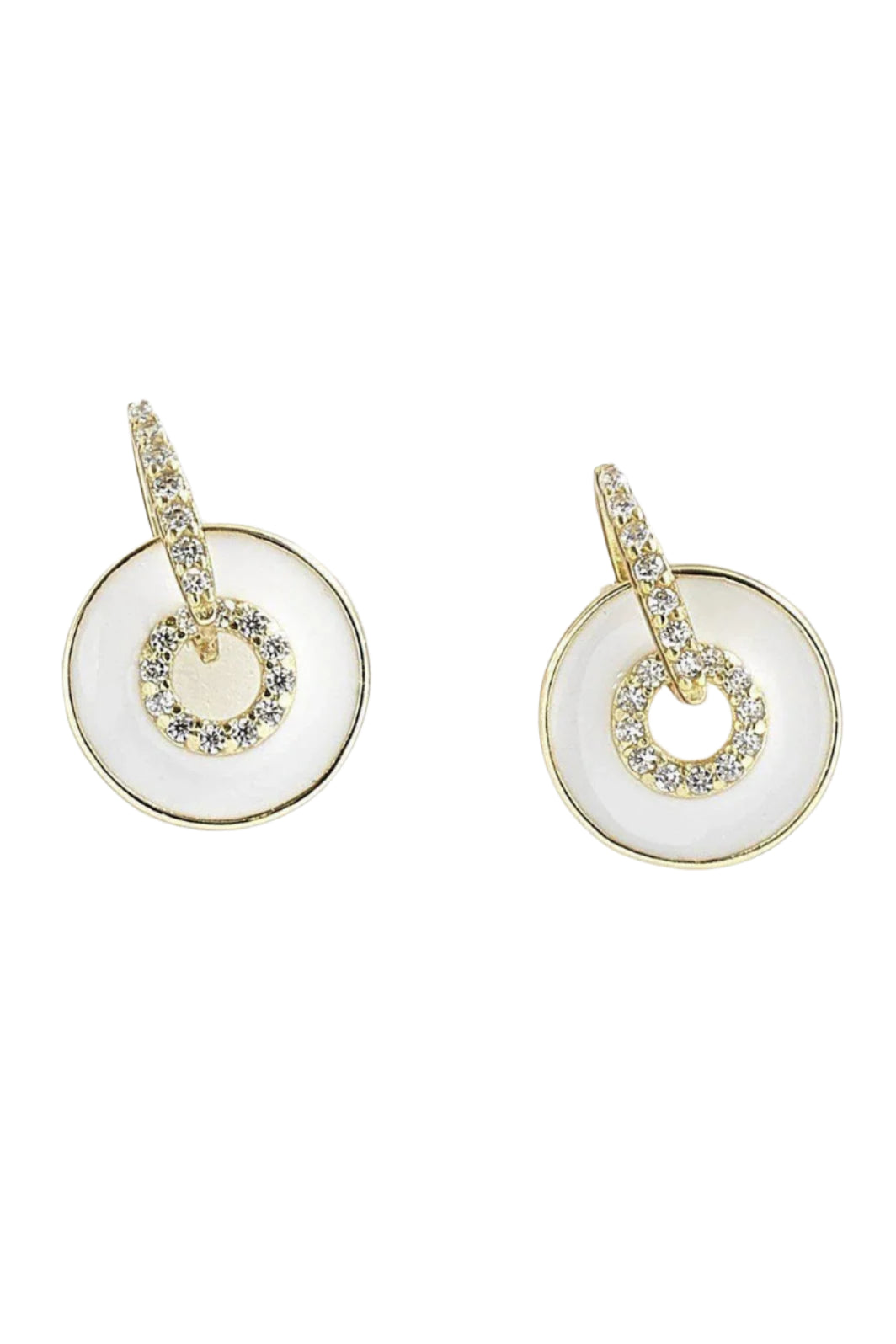 Medallion Gold Enamel Stud Earrings on a white background