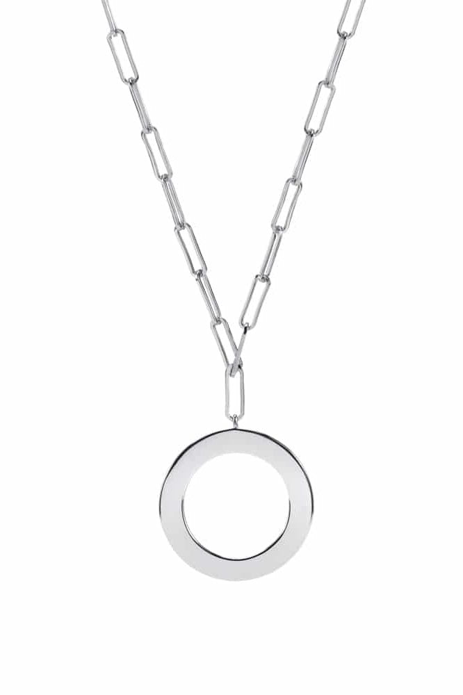 Melle Sterling Silver Circle Necklace on a white background - L'Atelier Global