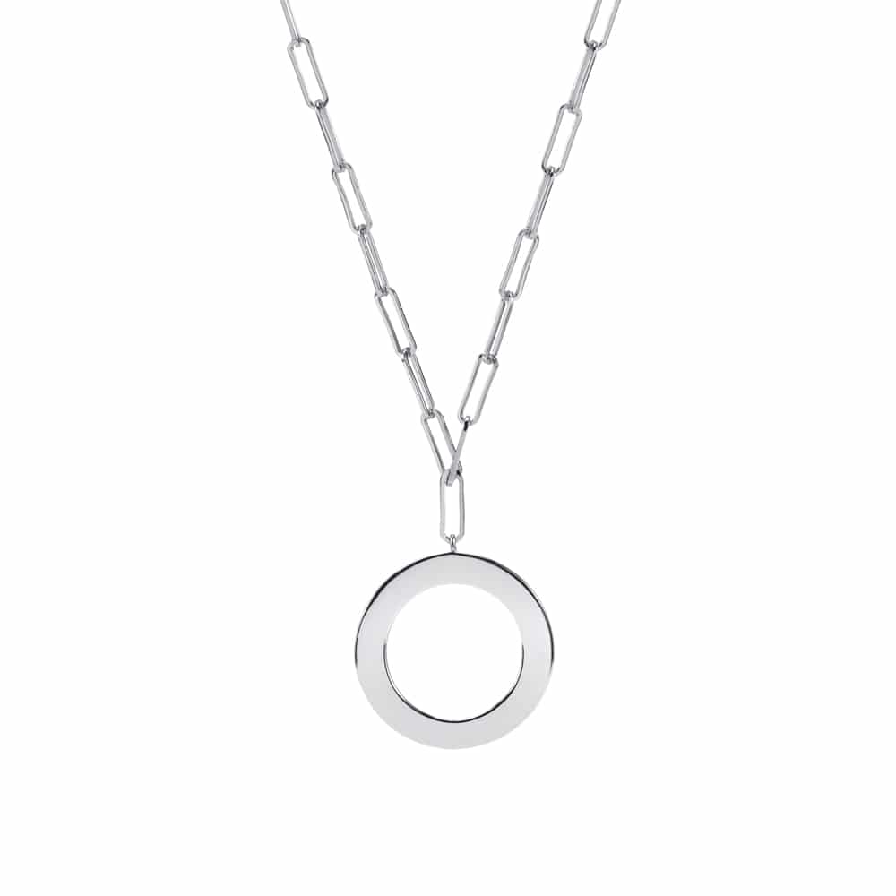 Melle Sterling Silver Circle Necklace on a white background - L'Atelier Global