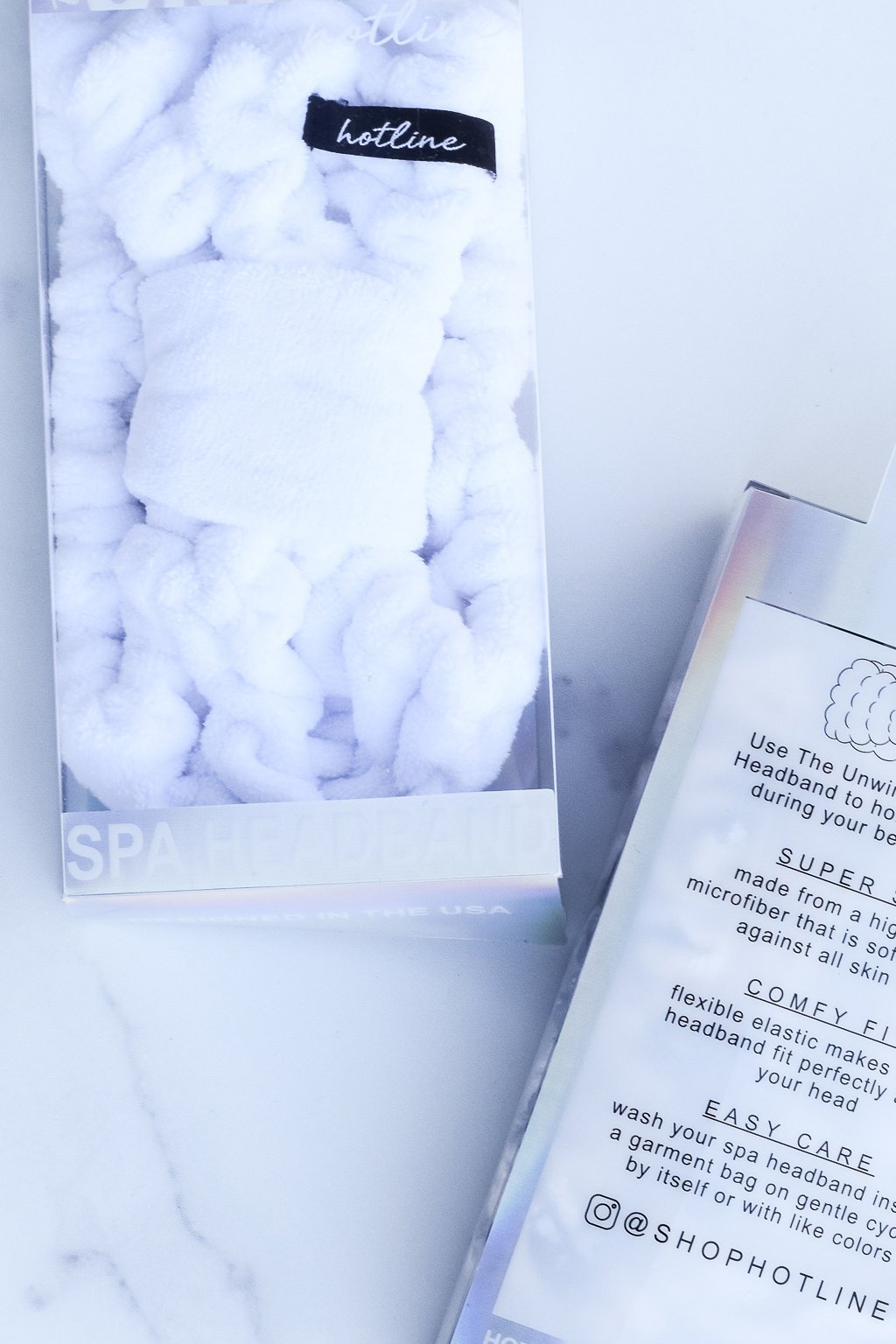 Microfiber Spa Day Luxe Set in white lay down shot displaying Headband, Twist Towel and Super Scrunchie - L'Atelier Global
