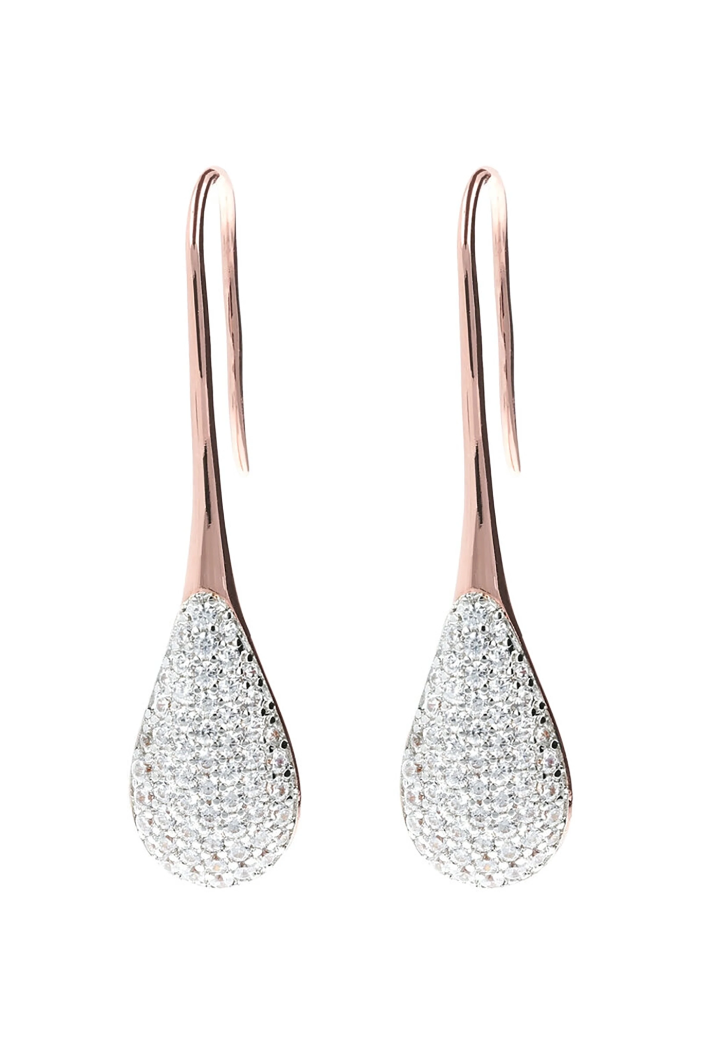 Milano Pavé Teardrop Pendant Golden Rosé Earrings on a white background - L'Atelier Global