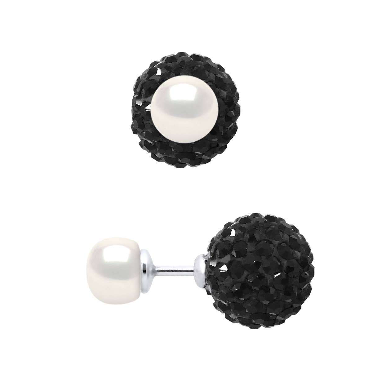 Moonlit Freshwater Pearl Reversible Earrings on a white background