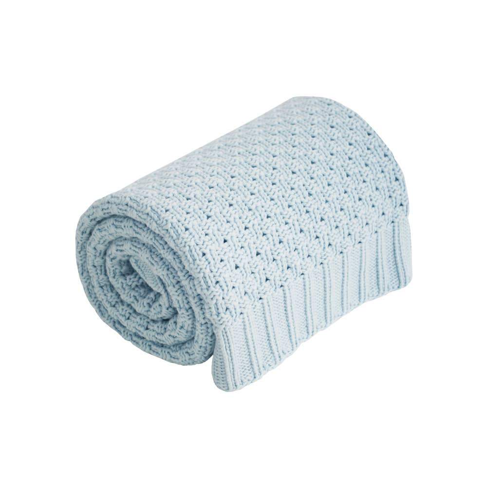 Natural Cotton Baby Blanket in Blue on a white background - L'Atelier Global
