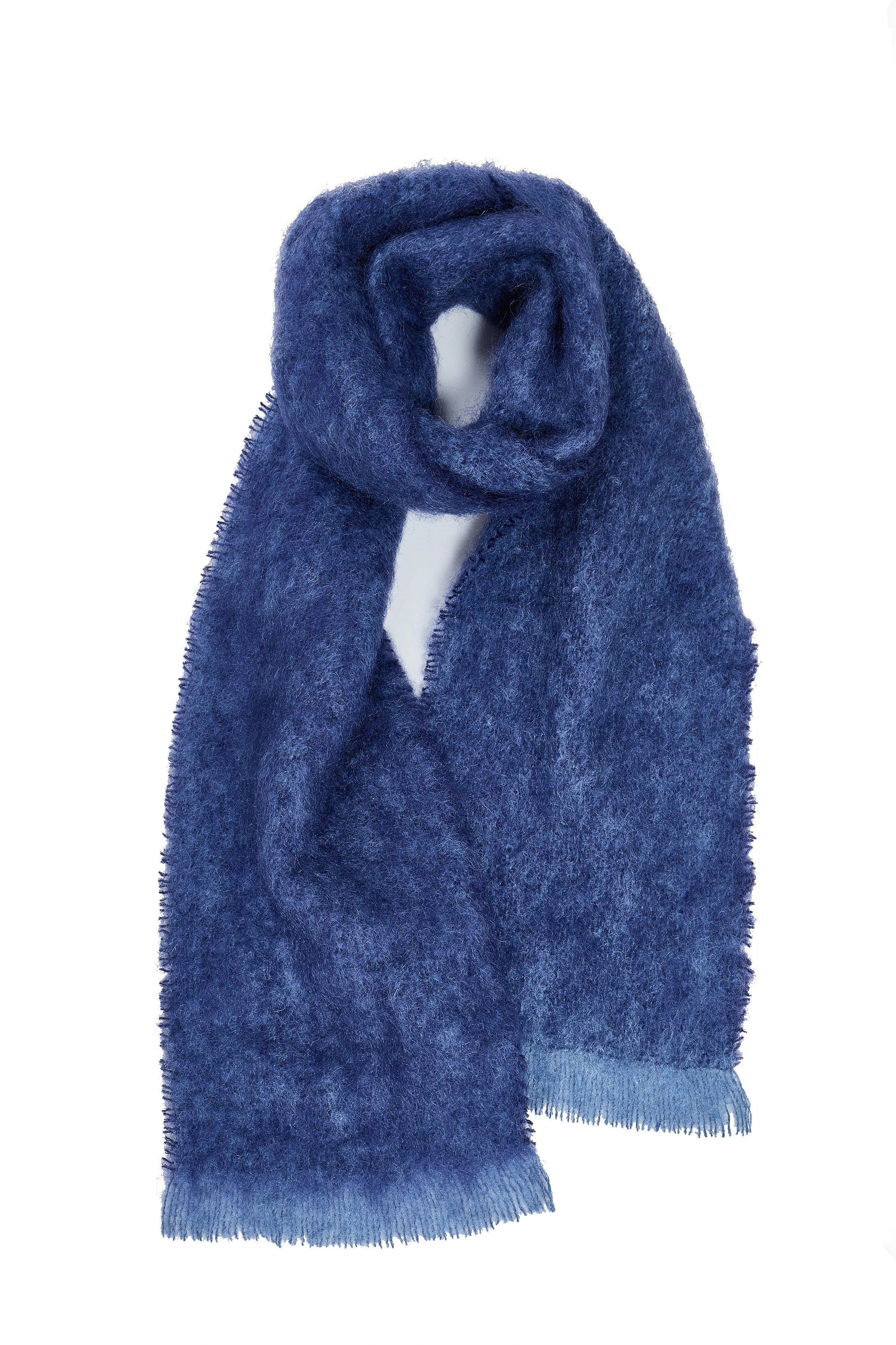 Navy Melange Handloomed Soft Mohair Scarf