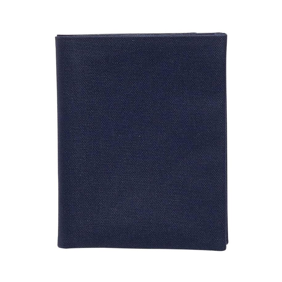 Navy Minimalist Canvas and Leather Wallet on a white background - L'Atelier Global