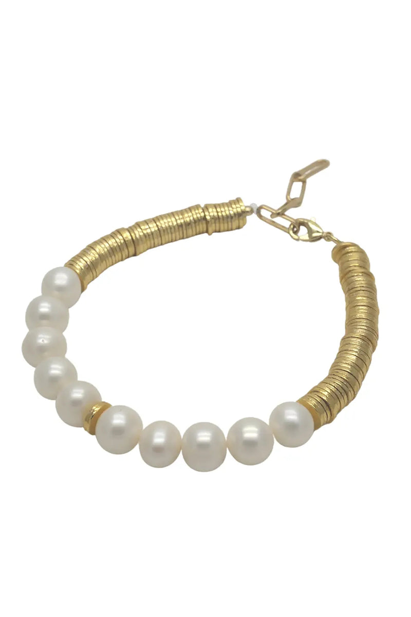 Nora Cultured Pearl Bracelet on a white background - L'Atelier Global