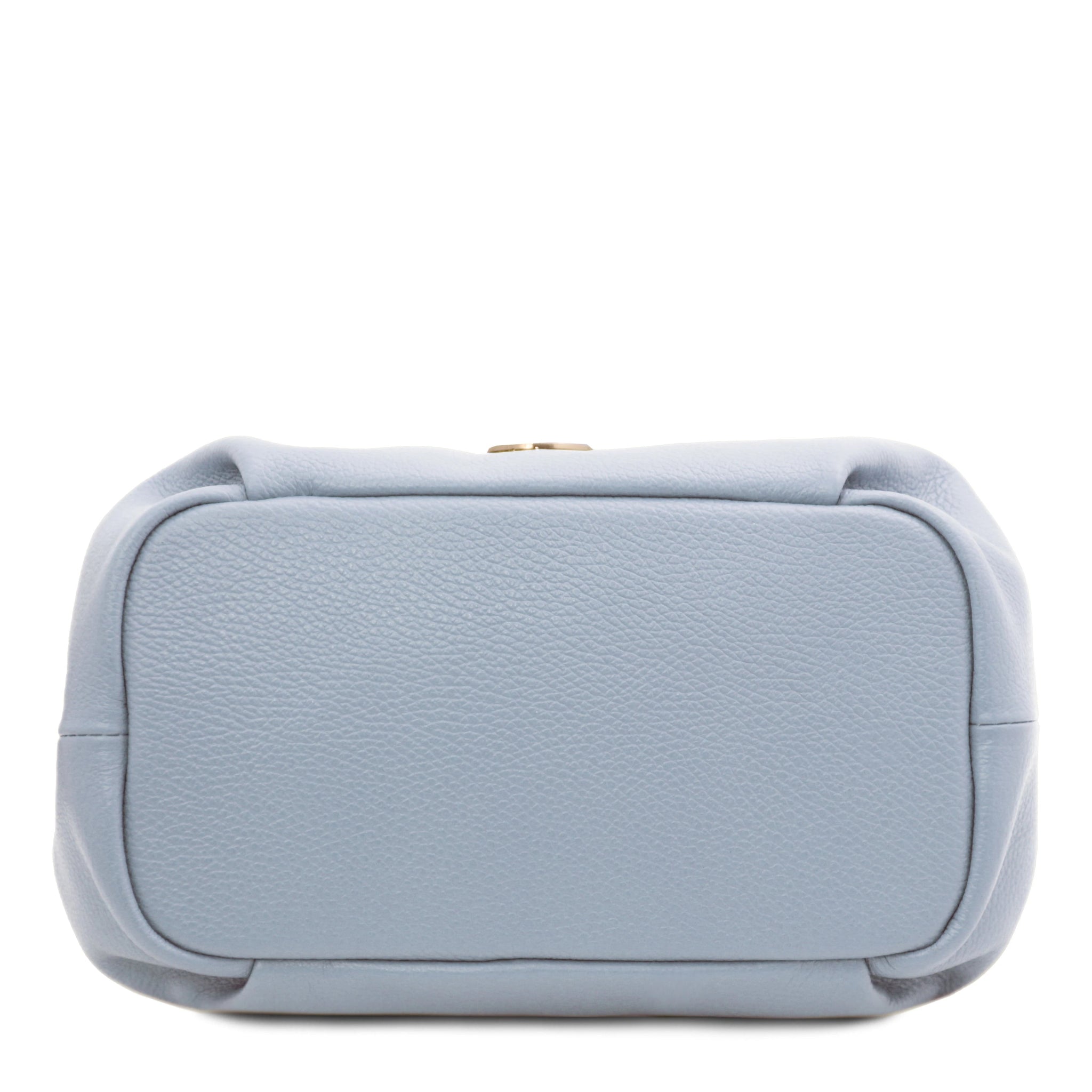 Botttom view Nora Soft Italian Leather Shoulder Bag in Light Blue