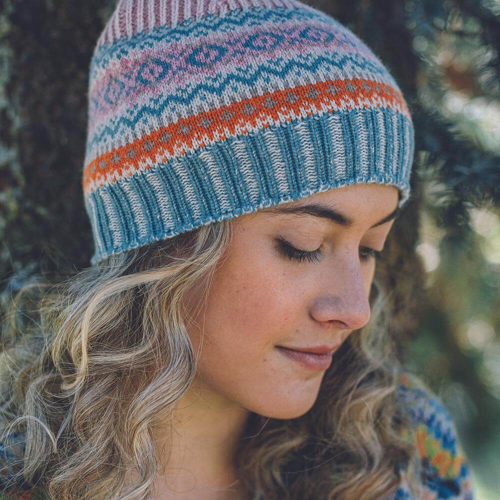 Northern Isles Merino Wool Beanie on model to show the fit of this hat style that comes in many colors - L'Atelier Global
