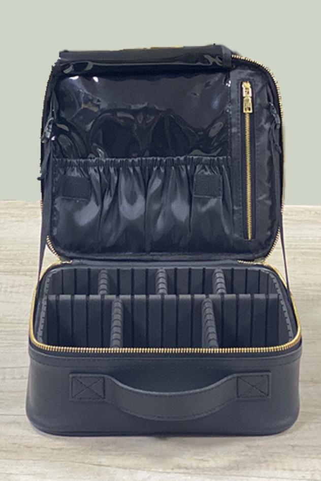Interior View of the Black On The Go Cosmetic Travel Case