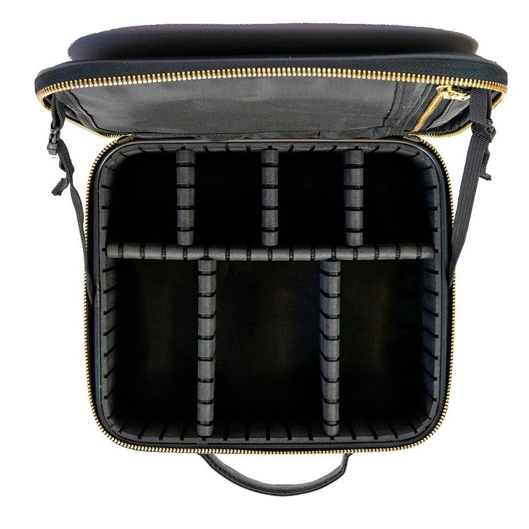 Interior View of the Black On The Go Cosmetic Travel Case - on a white background