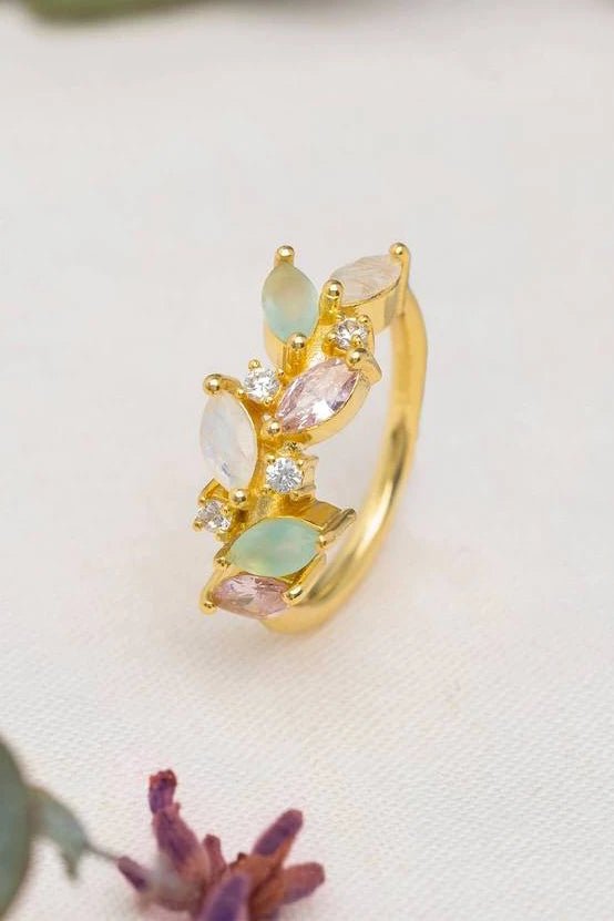 Padma Lotus Flower Adjustable Ring on an ivory textile background - L'Atelier Global