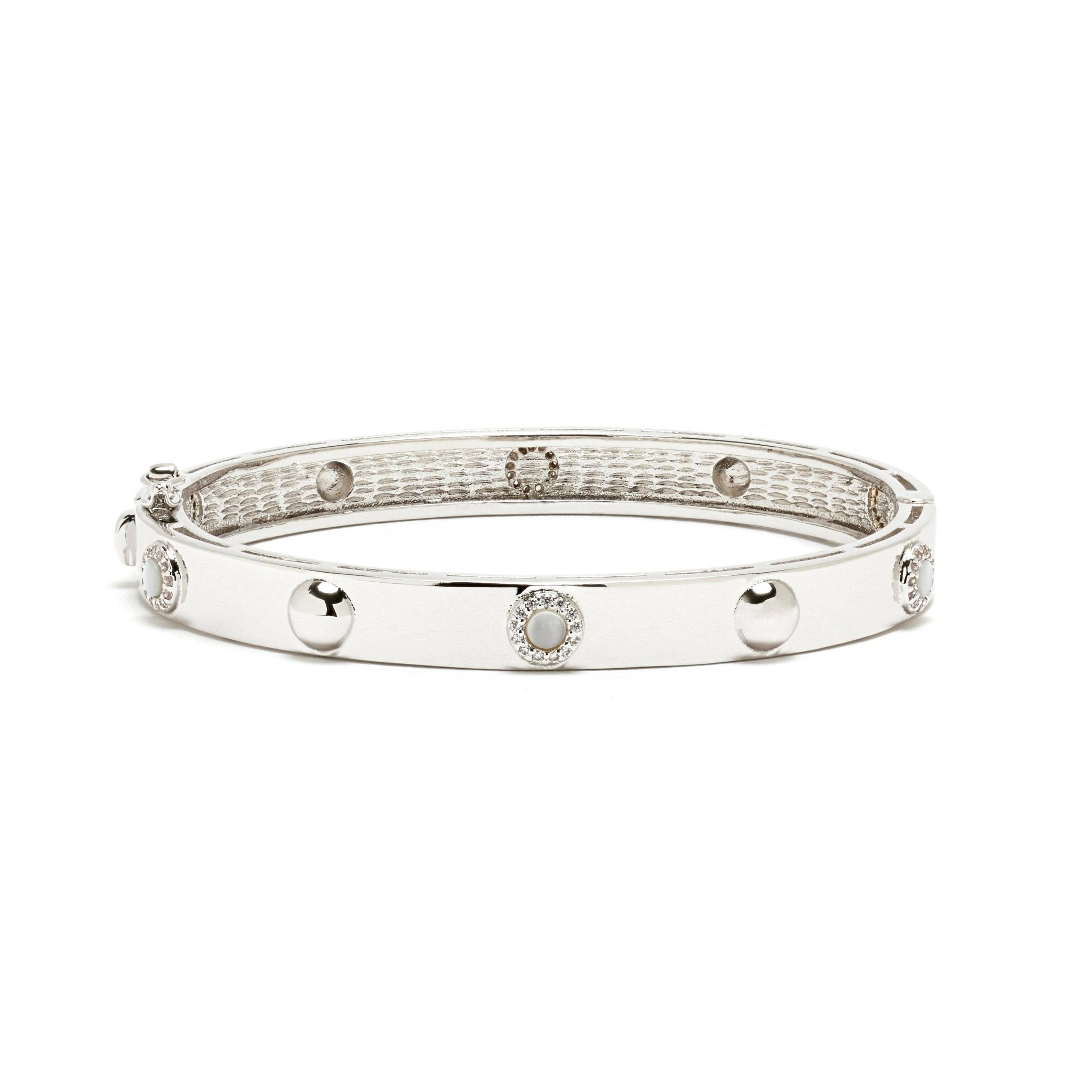 Platinum Dazzle Mother of Pearl Bangle on white background