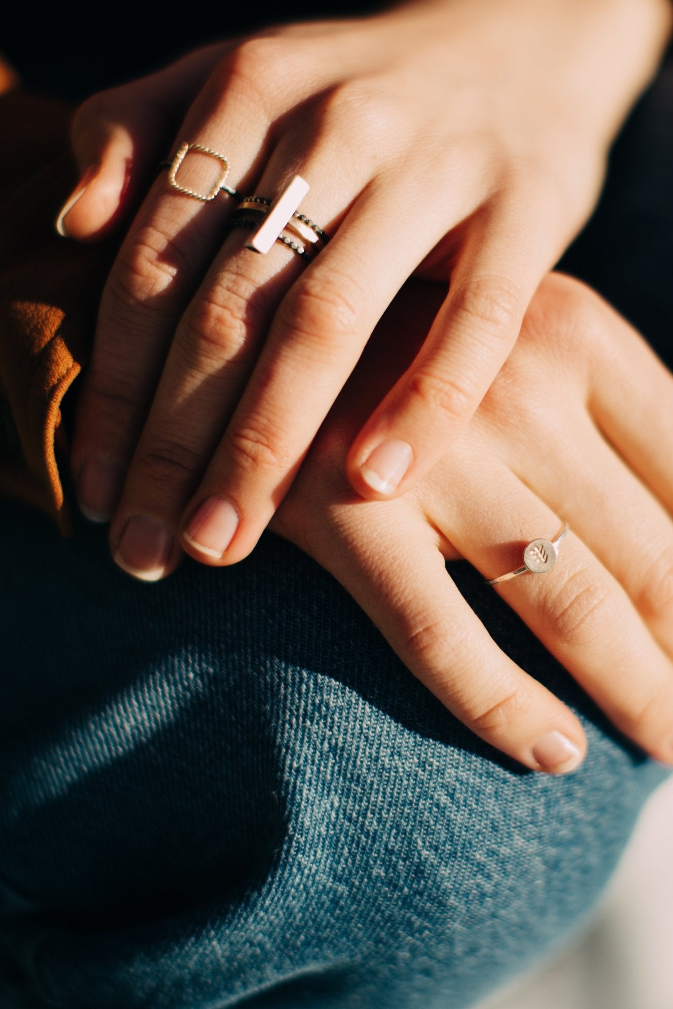 Pyramid Stacking Rings on a model's hand - L'Atelier Global