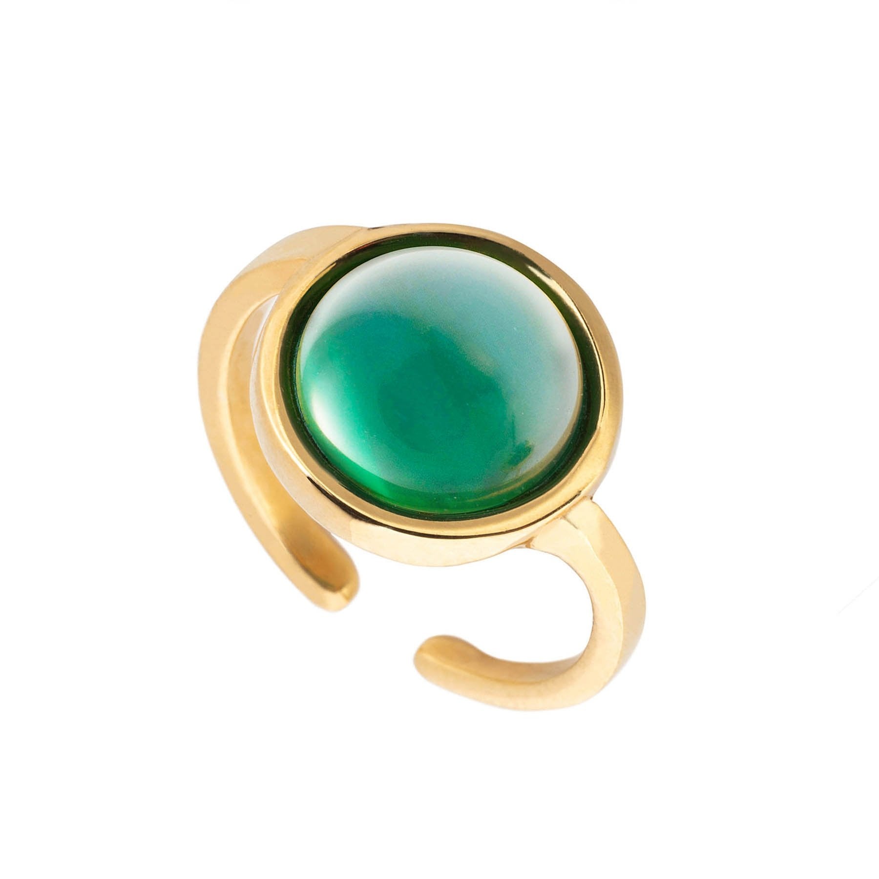 Santa Cruz Green Onyx Adjustable Ring on a white background - L'Atelier Global