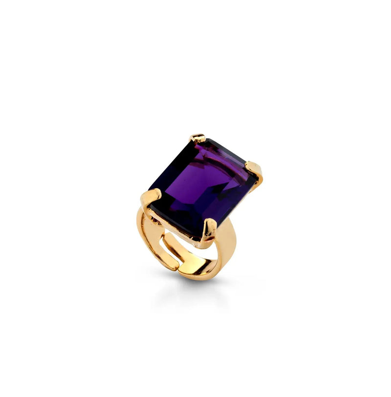 Sassari Amethyst Golden Adjustable Ring - L'Atelier Global