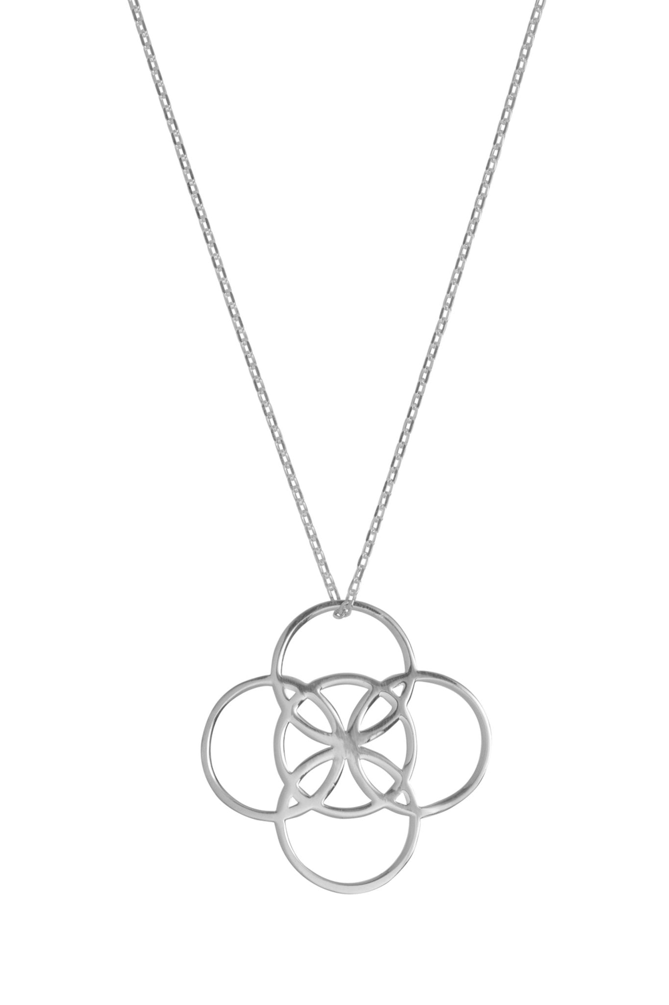 Irish Serenity Silver Necklace hanging on a white background - L'Atelier Global