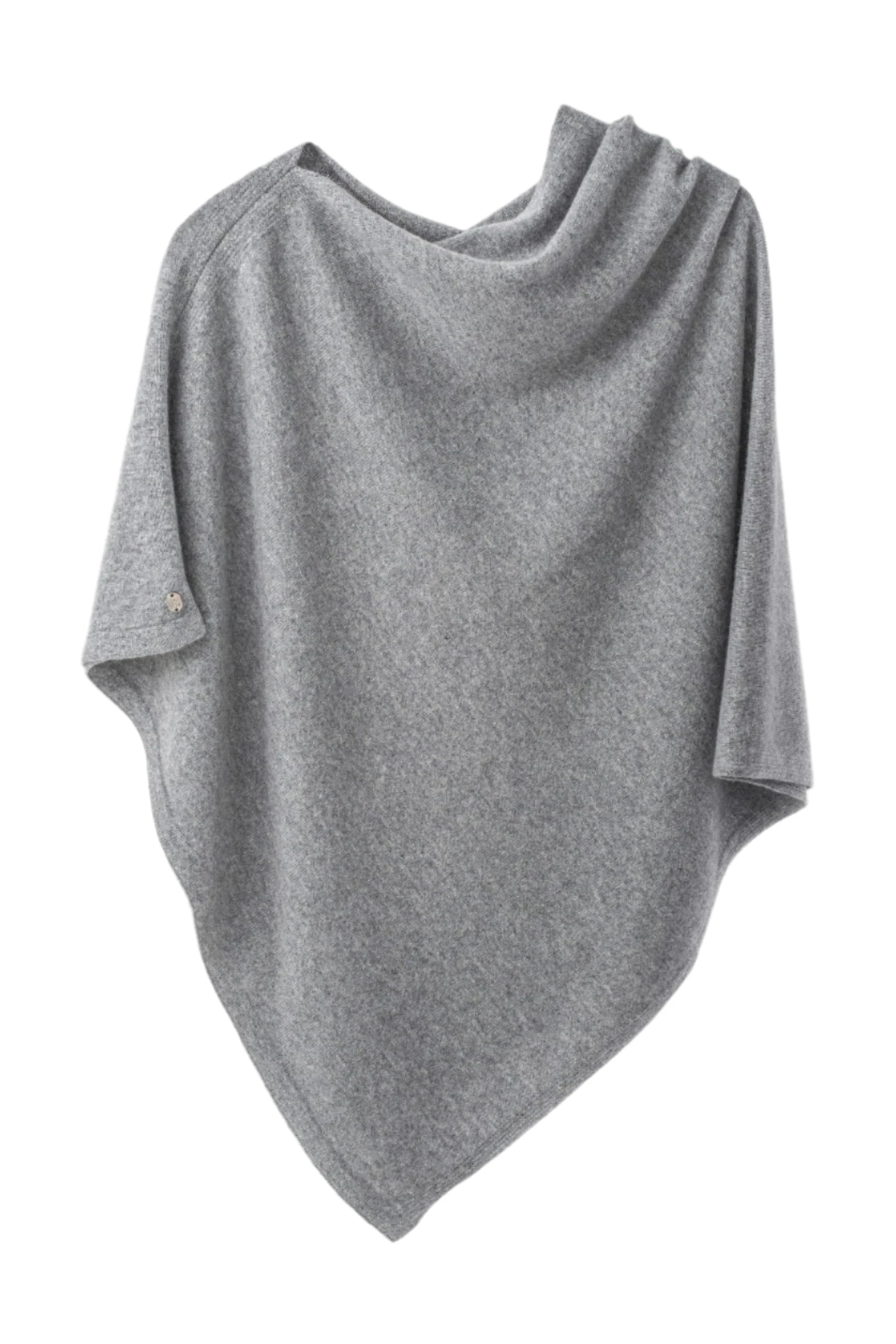 Siena Soft Cashmere Poncho in gray on a white background