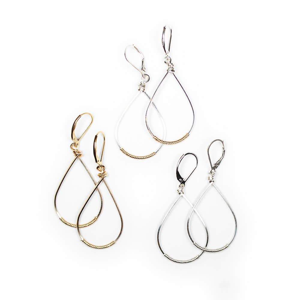 Signature Small Oval Wrapped Hoops in all colors on a white background