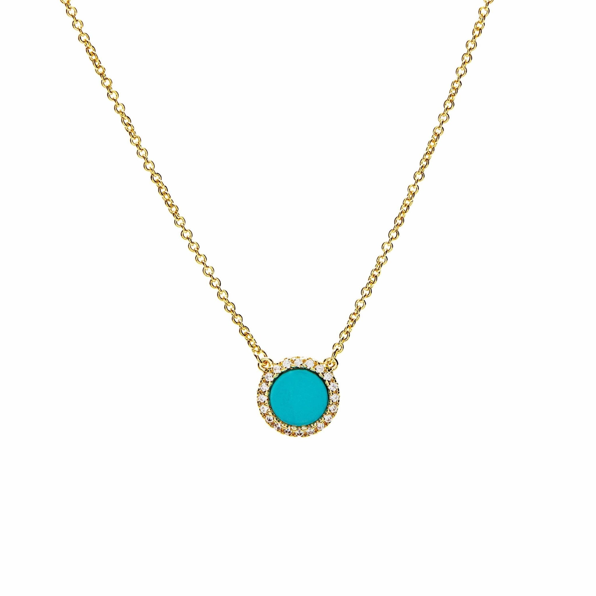 Signature Turquoise Pendant Gold Necklace on a white background - L'Atelier Global