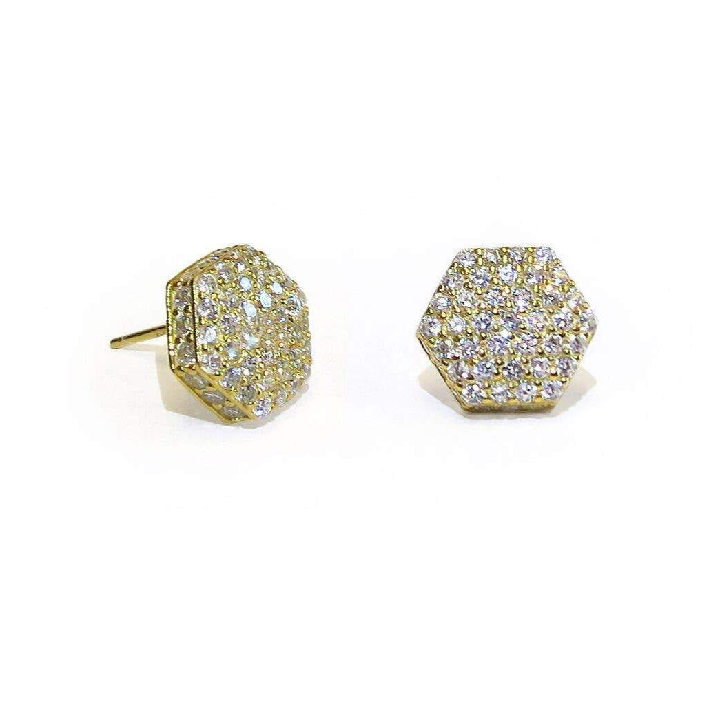 Gold Dazzle Pave Earrings on a white background- L'Atelier Global