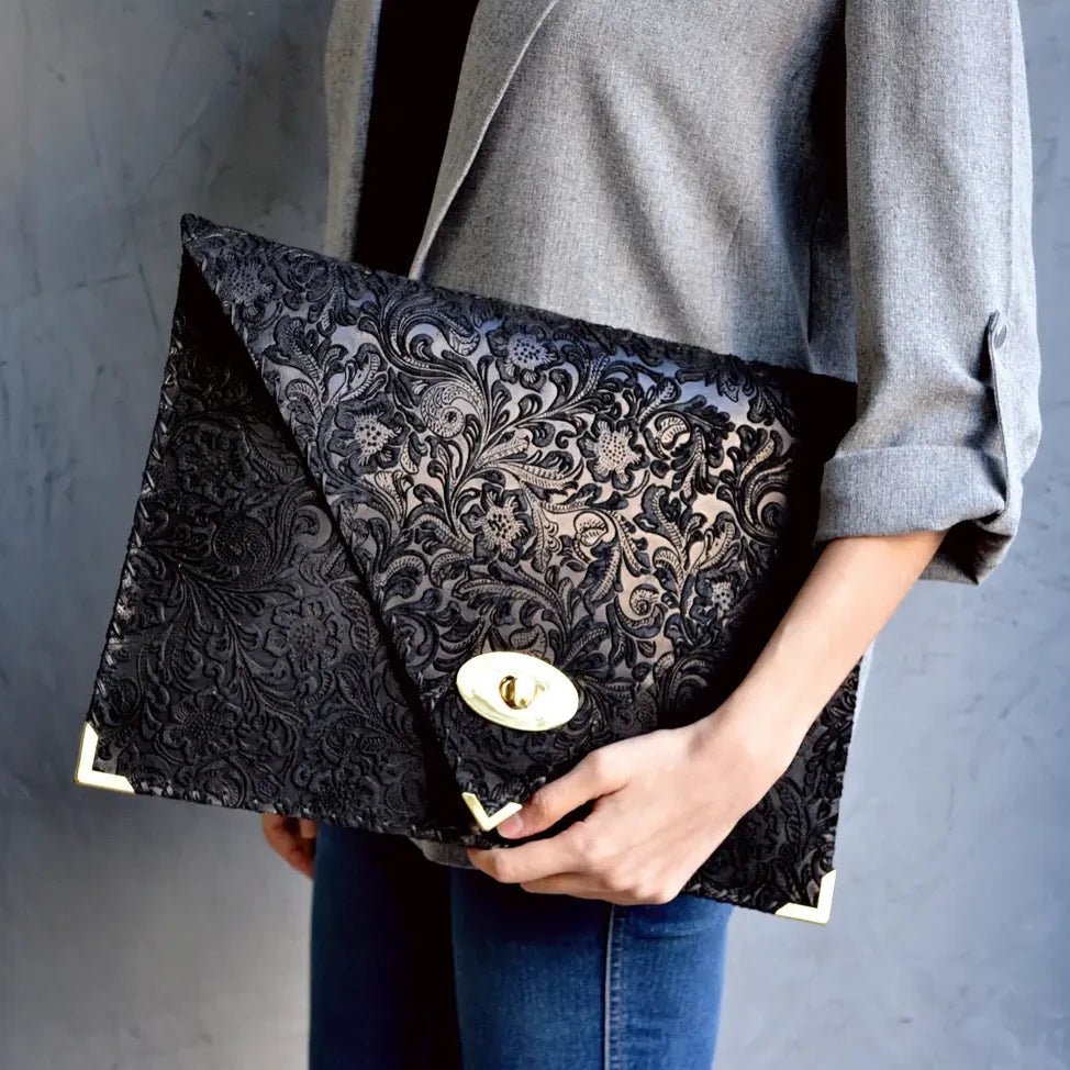 Symmetria Floral Leather Large Clutch - L'Atelier Global